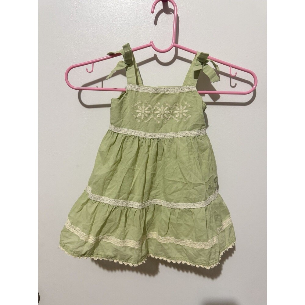 Janie And jack Embroidered Floral Bow Dress Size 12 To 18 Months